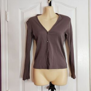 Vintage Nicole Farhi Made in Italy Dark Purple 100% Cotton Cardigan Size M